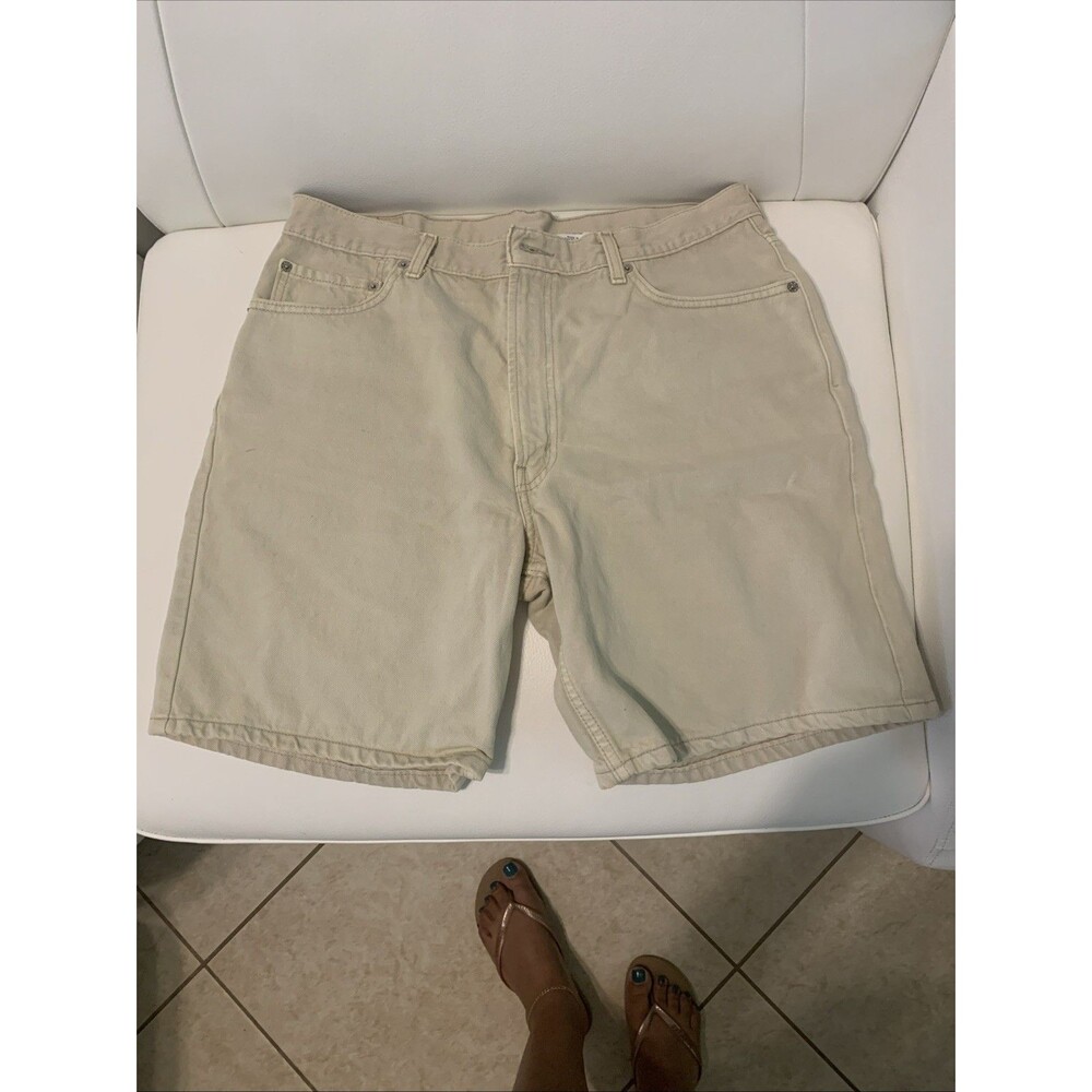 Levis 550 Jean Shorts Mens 36 Relaxed Beige Zíper